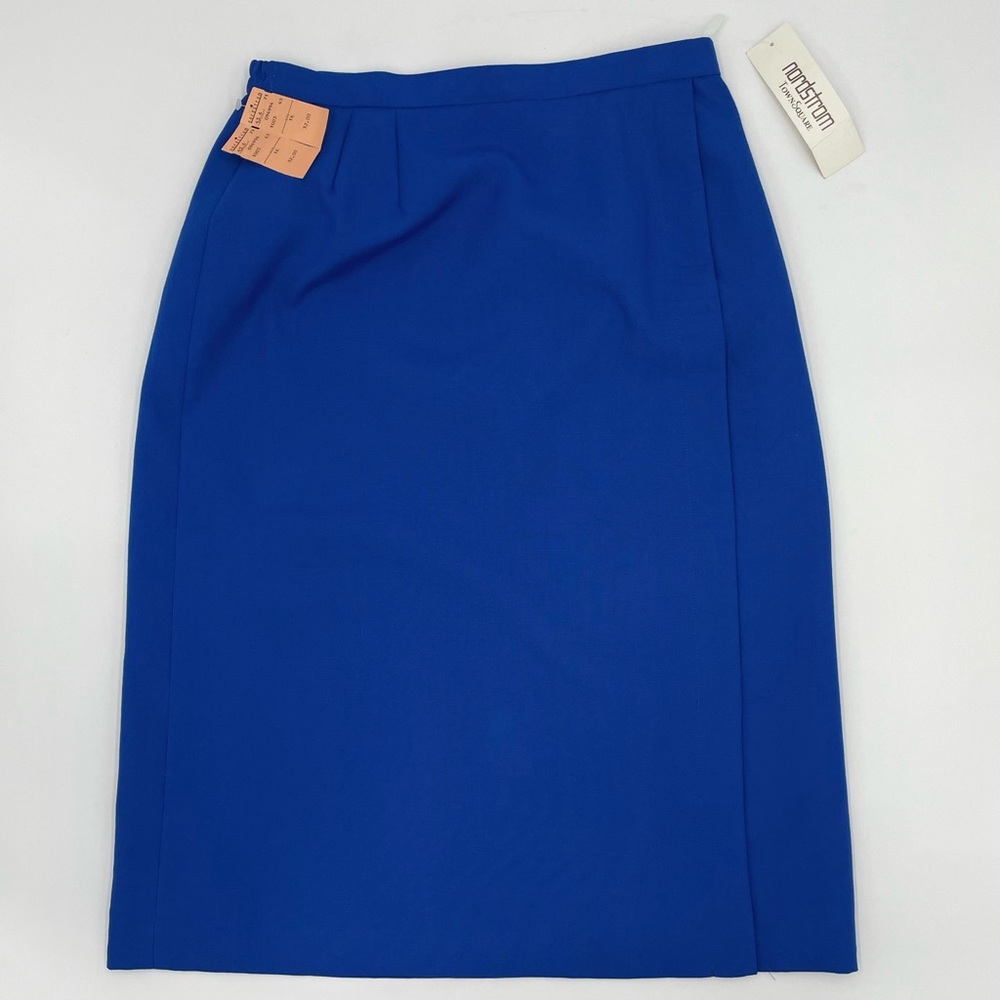 Vintage Nordstrom Pencil Skirt Deadstock Blue Faux Wrap Professional Blue NWT